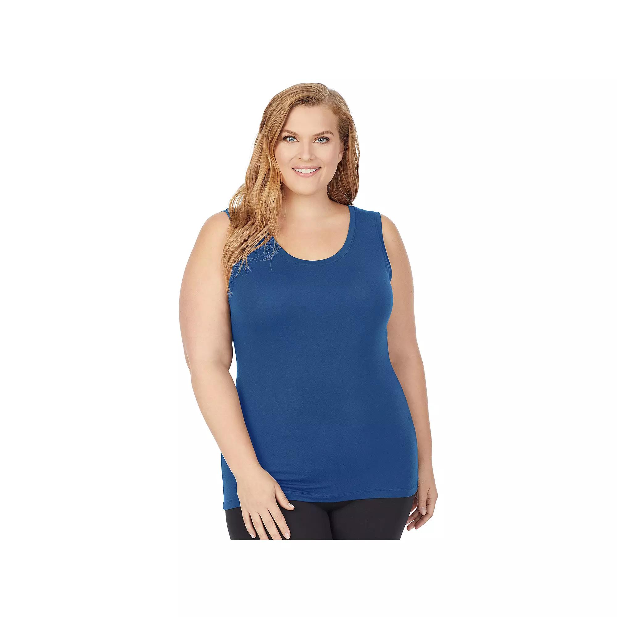 Plus Size Cuddl Duds Soft Wear with Stretch Reversible Tank Top, Womens Blue Product Image