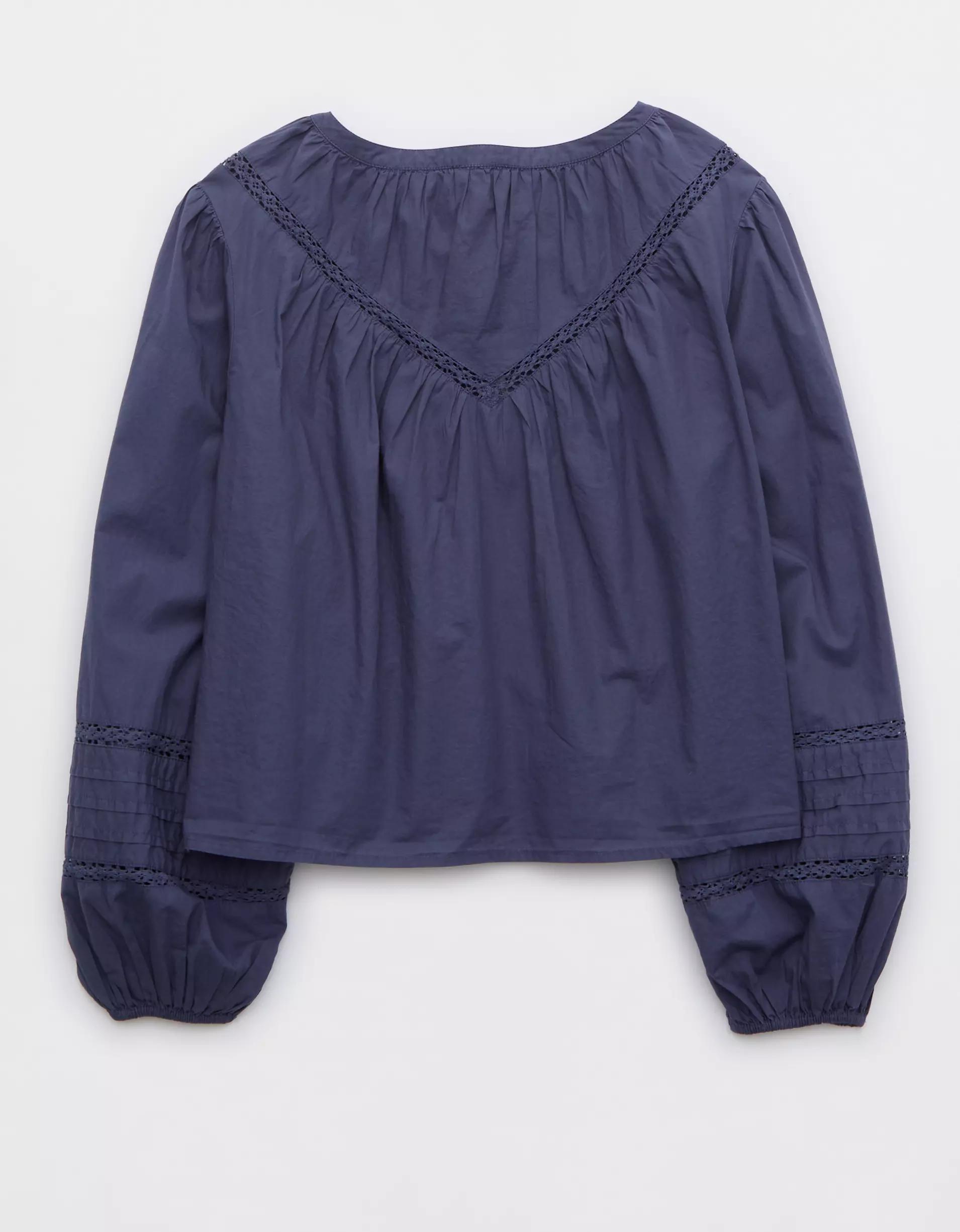 Aerie Long Sleeve Tie Front Top Product Image