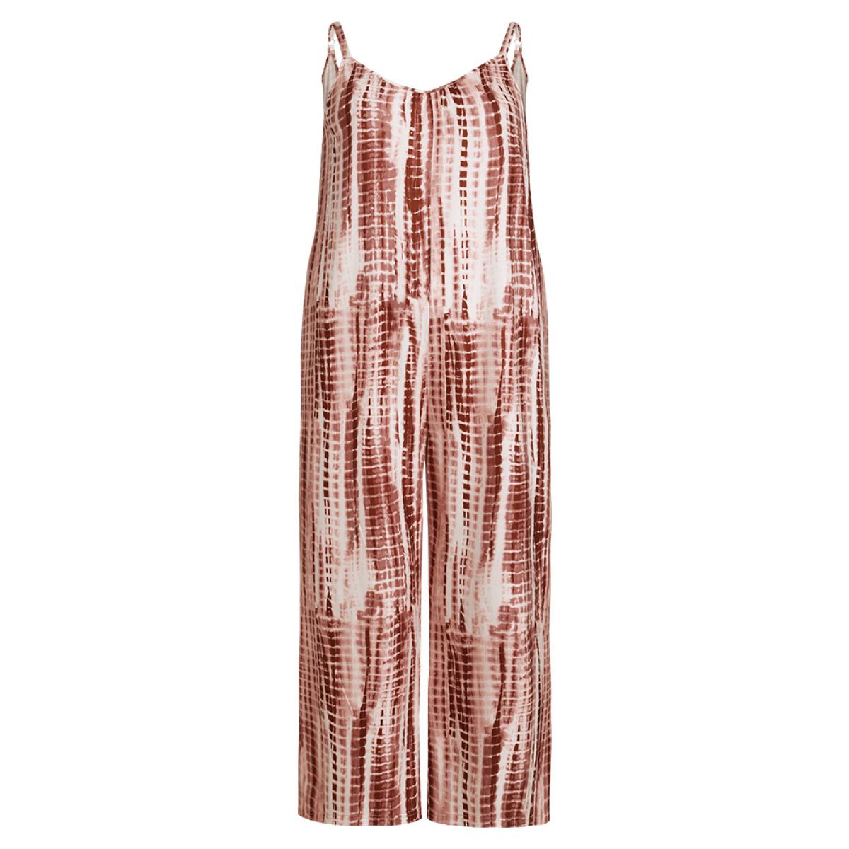 Plus Size Rouge Tie Dye Striped Pocket Backless Cami Jumpsuit Women Casual Sleeveless Spaghetti Strap Dailywear Loose Jumpsuits BloomChic 26/4X Product Image
