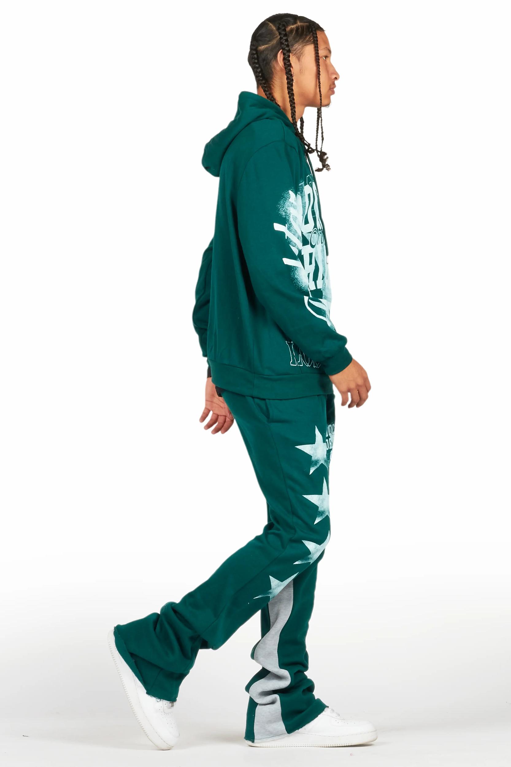 Greil Dark Green Hoodie/Baggy Track Pant Set Male Product Image
