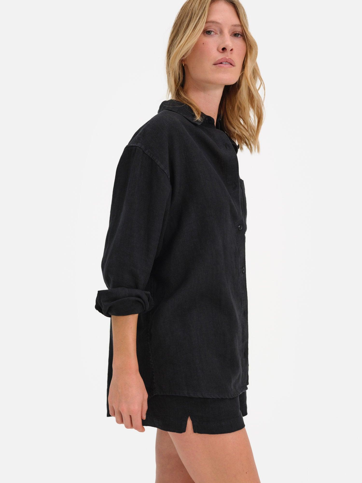 Organic Linen Oversized Button Down Female Product Image