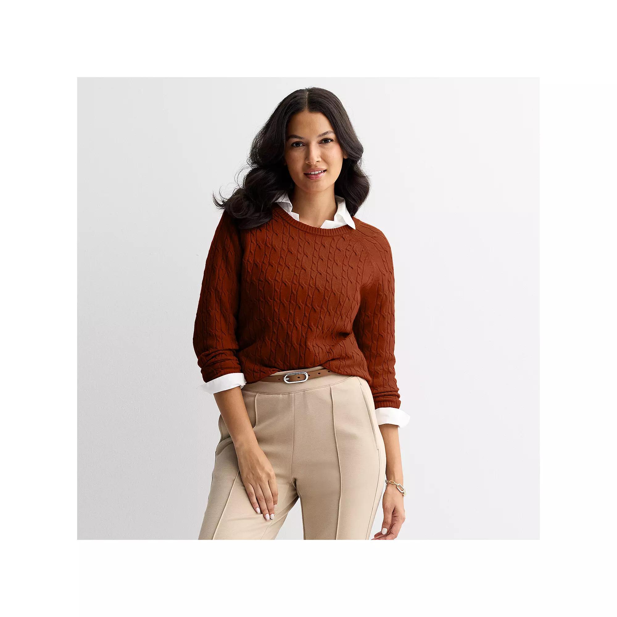 Women's Croft & Barrow® The Extra Soft Cable Crew Neck Sweater,  Product Image