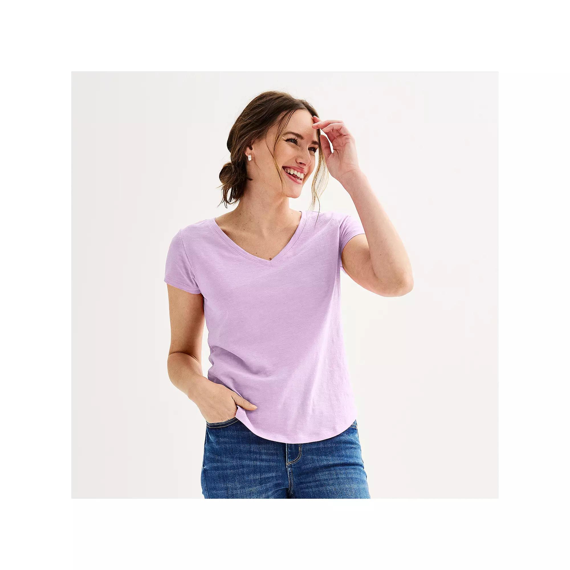 Women's Sonoma Goods For Life® Everyday Short Sleeve V-Neck Tee, Size: XL, Botanical Purple Product Image