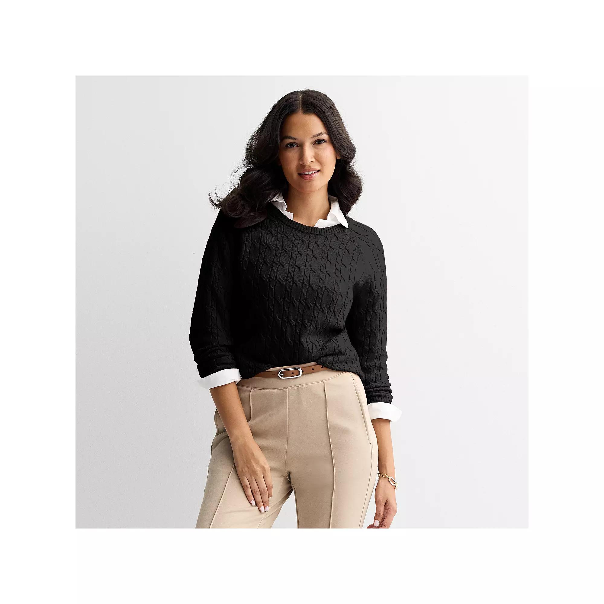 Women's Croft & Barrow® The Extra Soft Cable Crew Neck Sweater,  Product Image