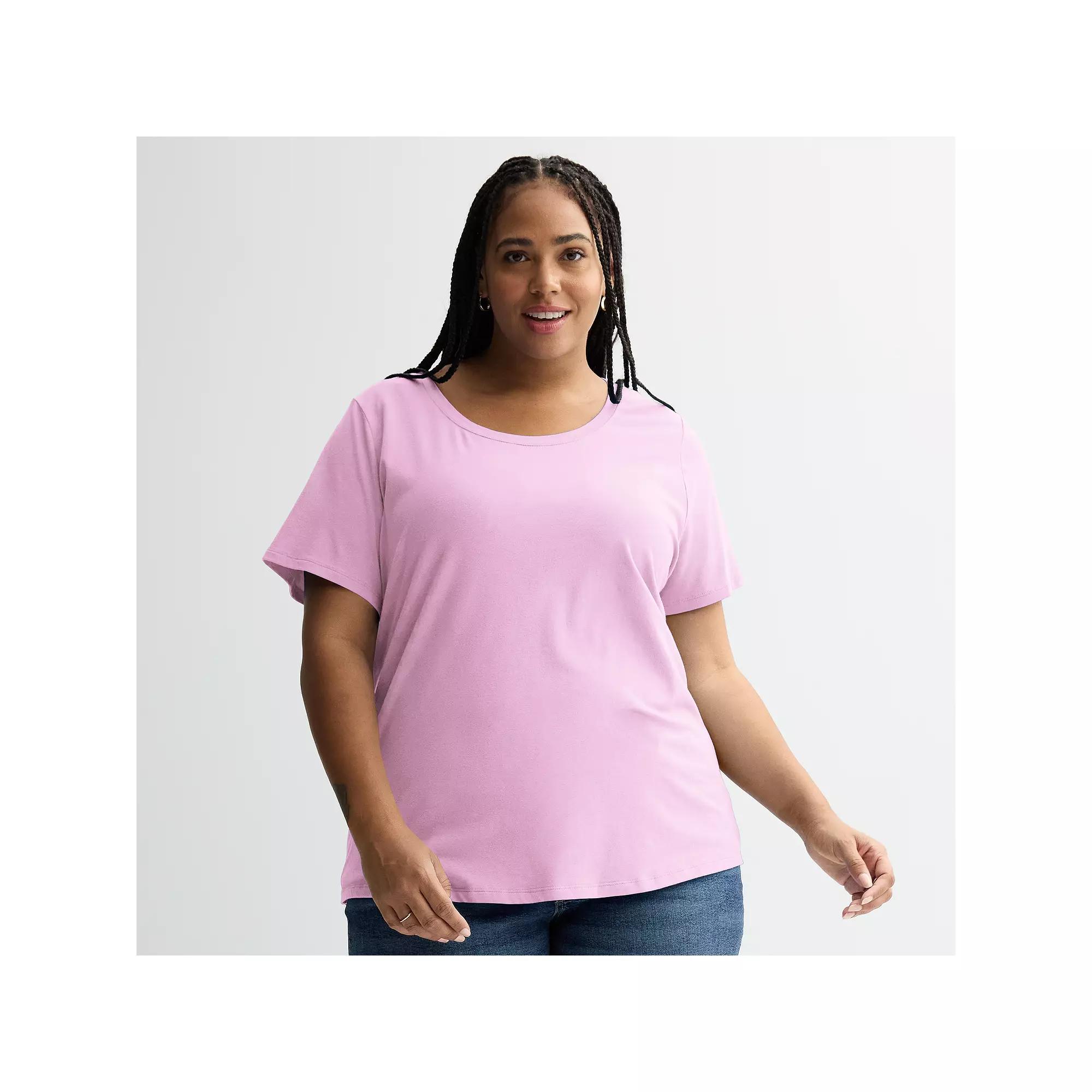 Plus Size Sonoma Goods For Life Relaxed Scoopneck Tee, Womens Botanical Purple Product Image