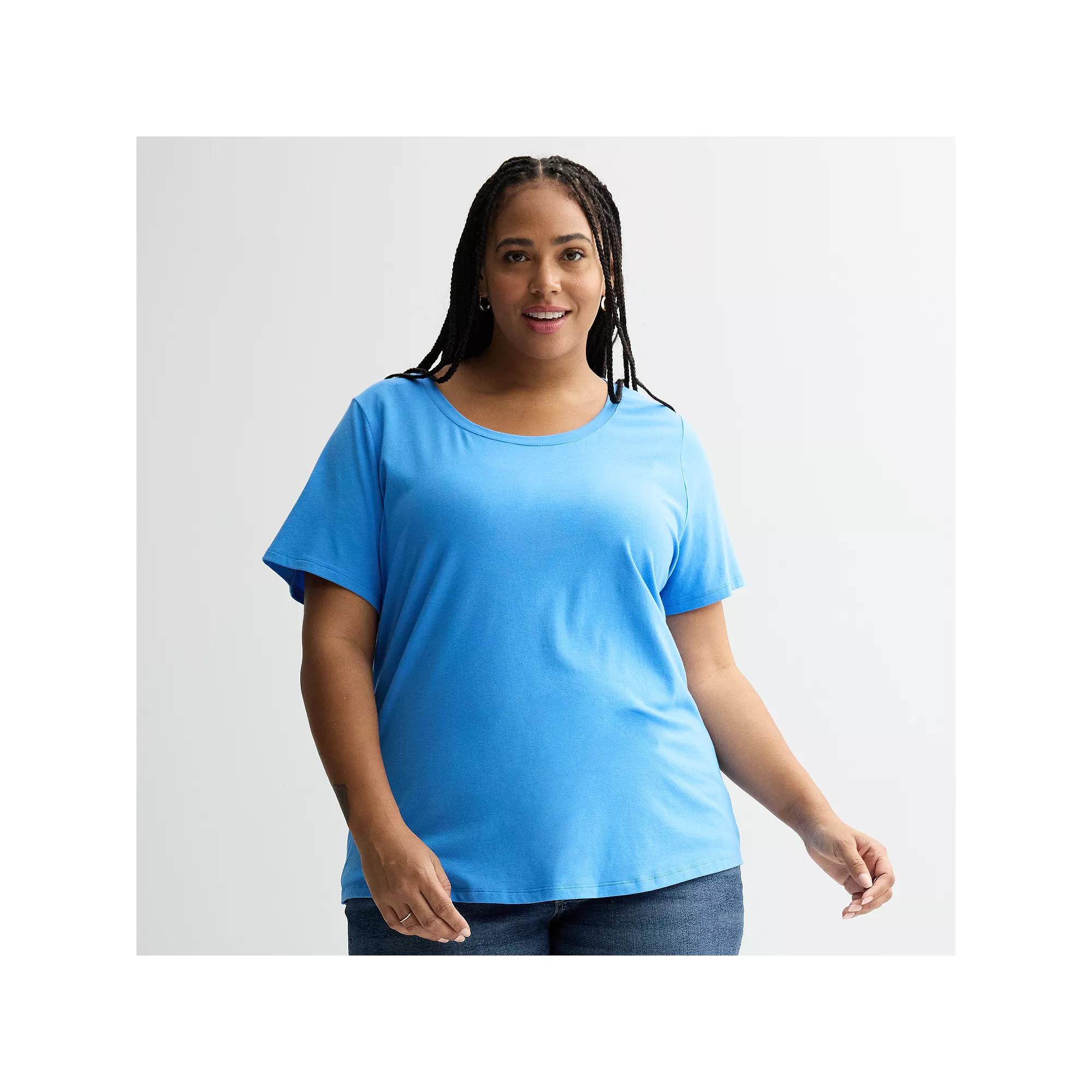 Plus Size Sonoma Goods For Life® Relaxed Scoopneck Tee, Women's, Size: 5XL, Purple Product Image