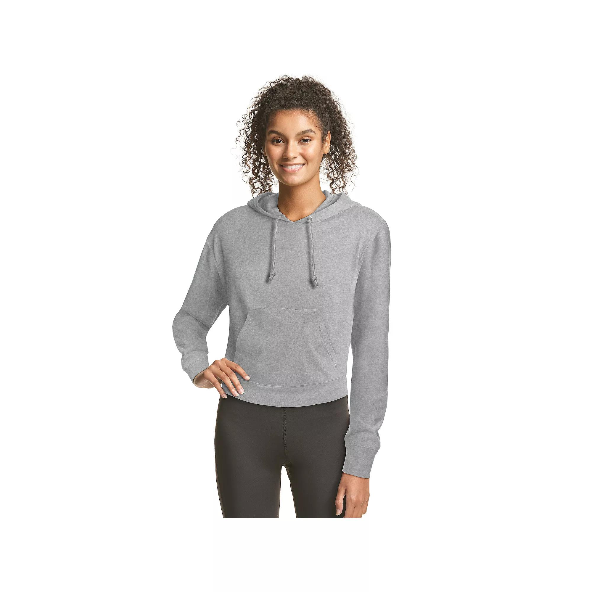 Women's Hanes® Cropped Fleece Hoodie, Size: XS, Concrete Pe Grey Product Image