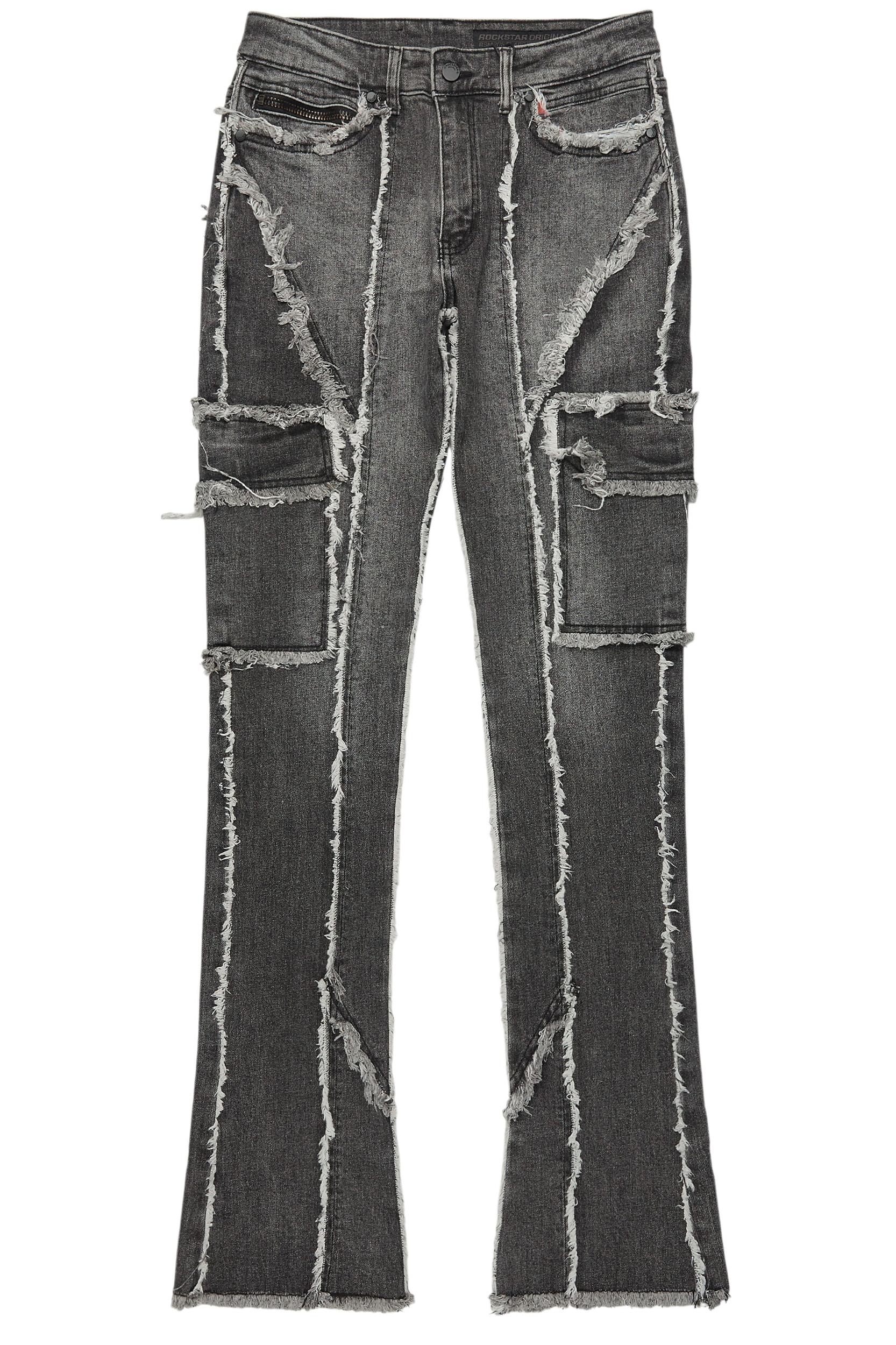 Revved Dark Grey Stacked Flare Jean Male Product Image