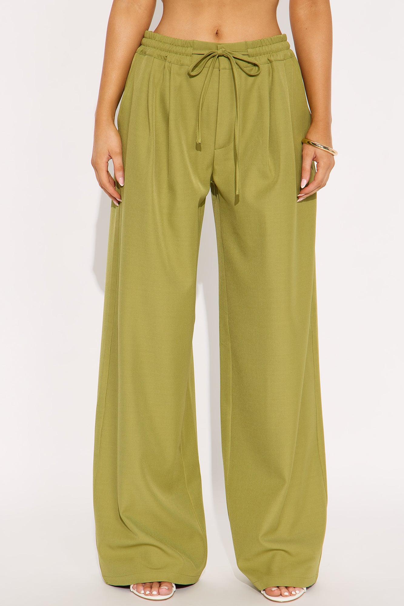 Eliza Wide Leg Crepe Trouser Pant - Chartreuse Female Product Image