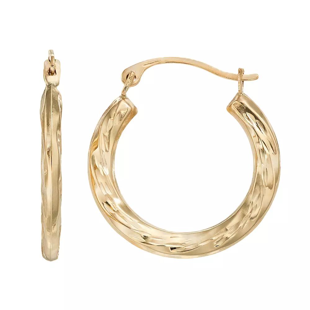 Forever 14K Textured Hoop Earrings, Women's, 14k Gold Product Image