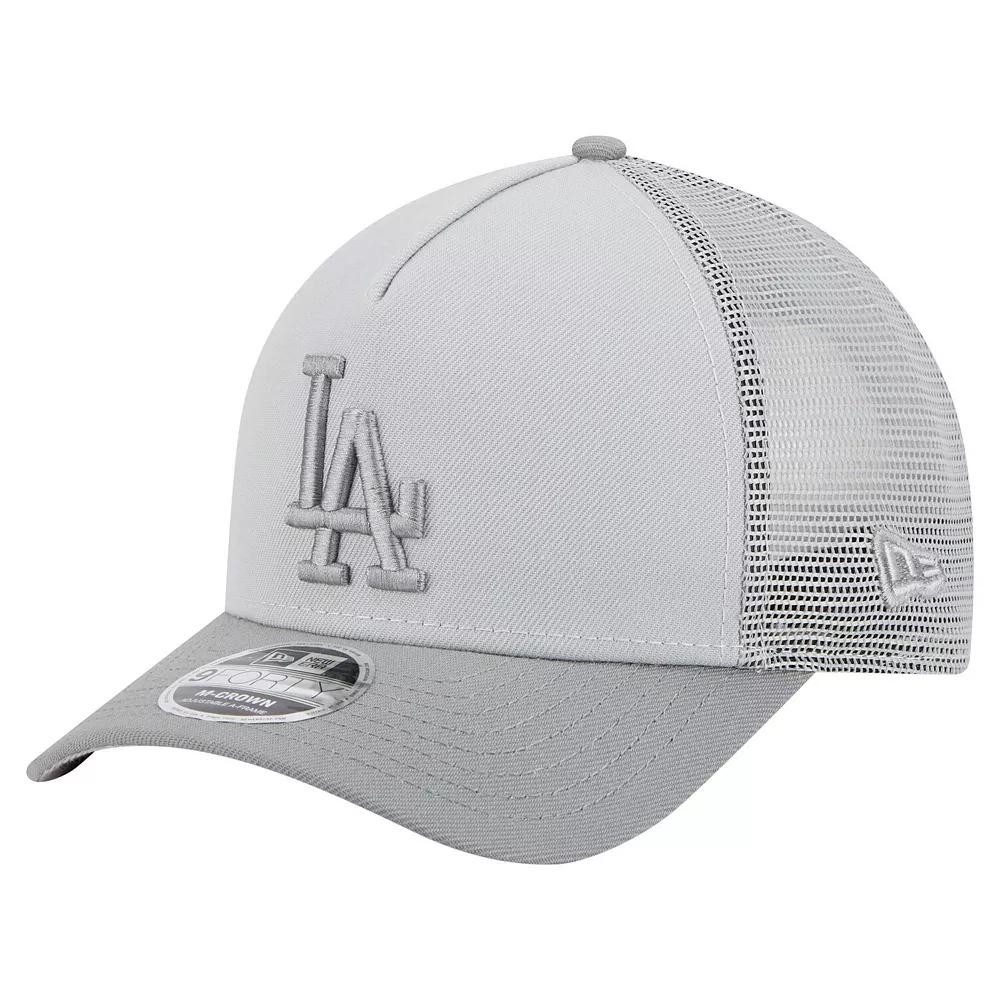 Men's New Era Gray Los Angeles Dodgers Color Pack A-Frame 9FORTY Trucker Adjustable Hat, Grey Product Image
