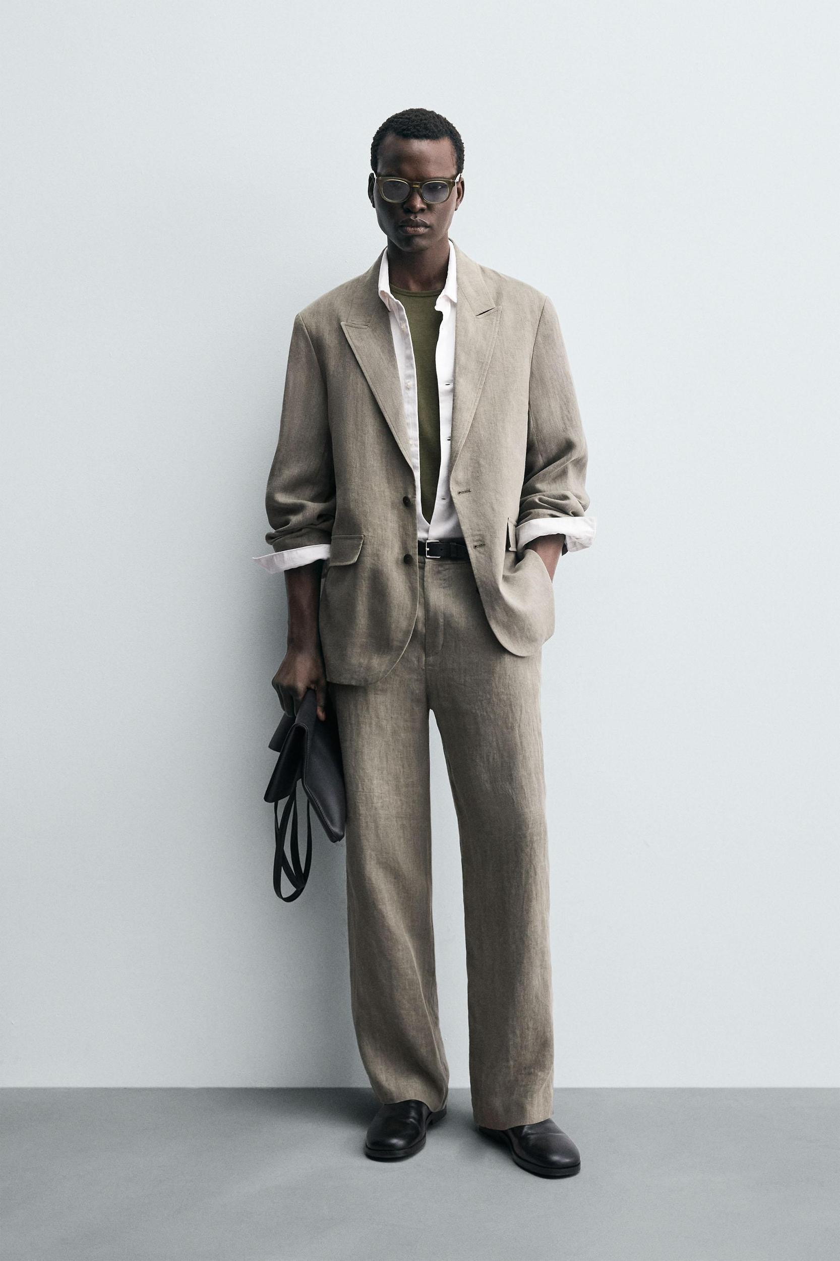 WASHED 100% LINEN SUIT BLAZER Product Image