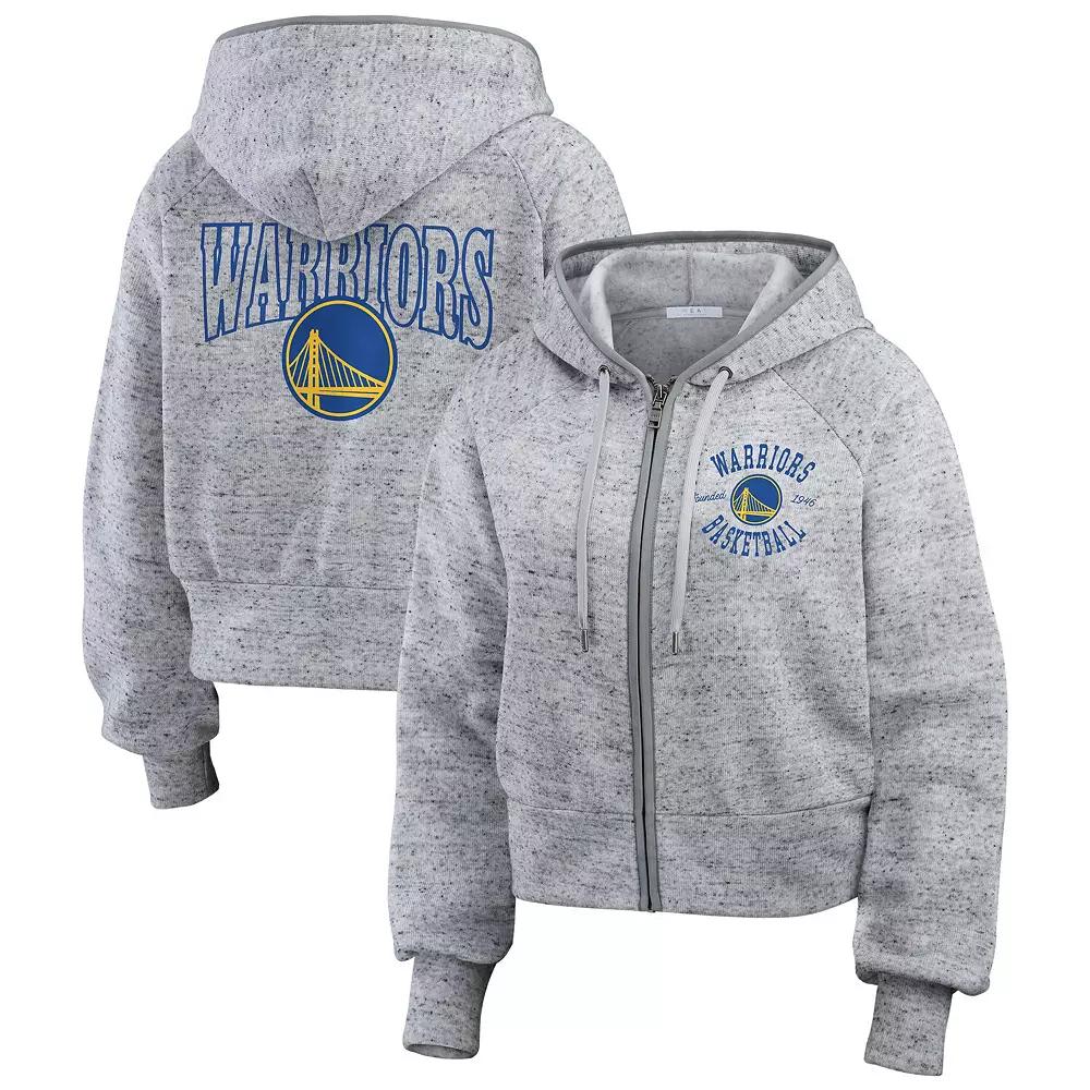 Women's WEAR by Erin Andrews Heather Gray Golden State Warriors Speckled Radiator Full-Zip Hoodie,  Product Image