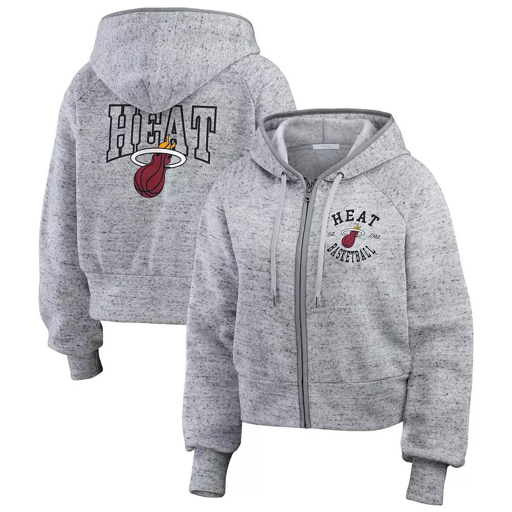 Women's WEAR by Erin Andrews Heather Gray Miami Heat Speckled Radiator Full-Zip Hoodie,  Product Image