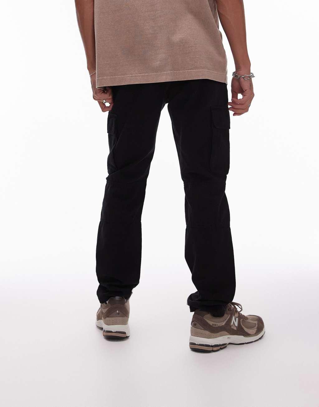 Topman skinny cargo pants in black Product Image