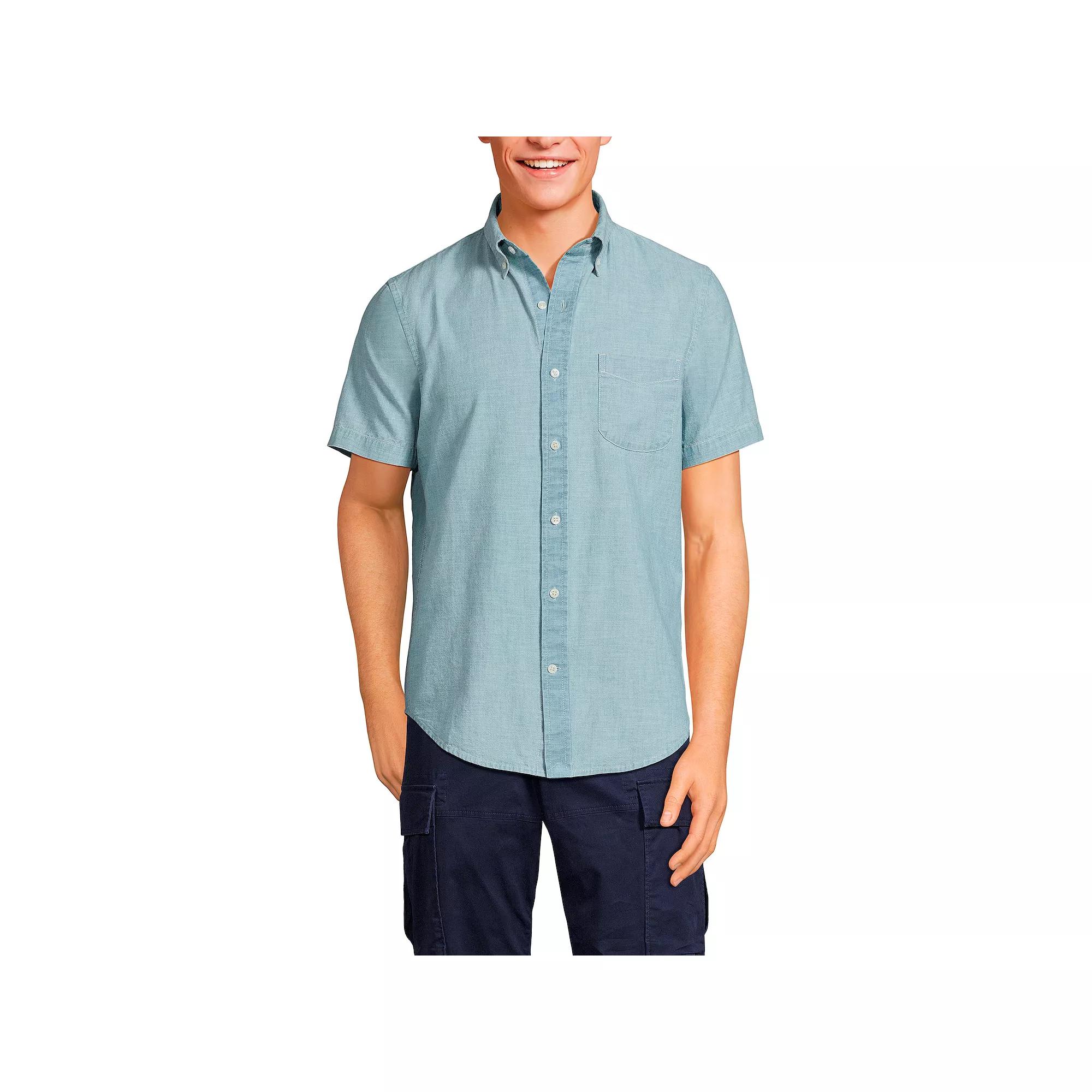 Men's Lands' End Traditional-Fit Chambray Button-Down Shirt,  Product Image