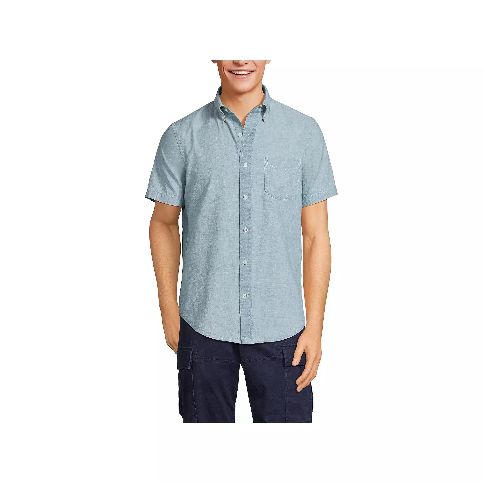 Men's Lands' End Traditional-Fit Chambray Button-Down Shirt,  Product Image