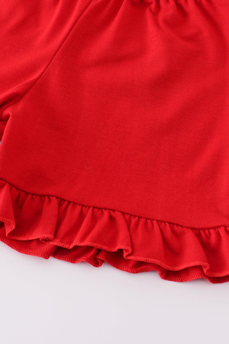 Khaki farm embroidery smocked plaid set Product Image