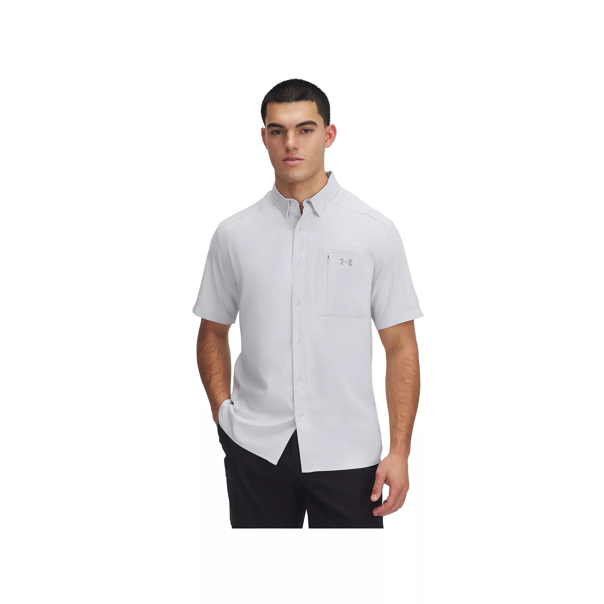 Men's Under Armour UPF 30 Drift Tide 2.0 Fitted Performance Short Sleeve Button-Down Shirt,  Product Image