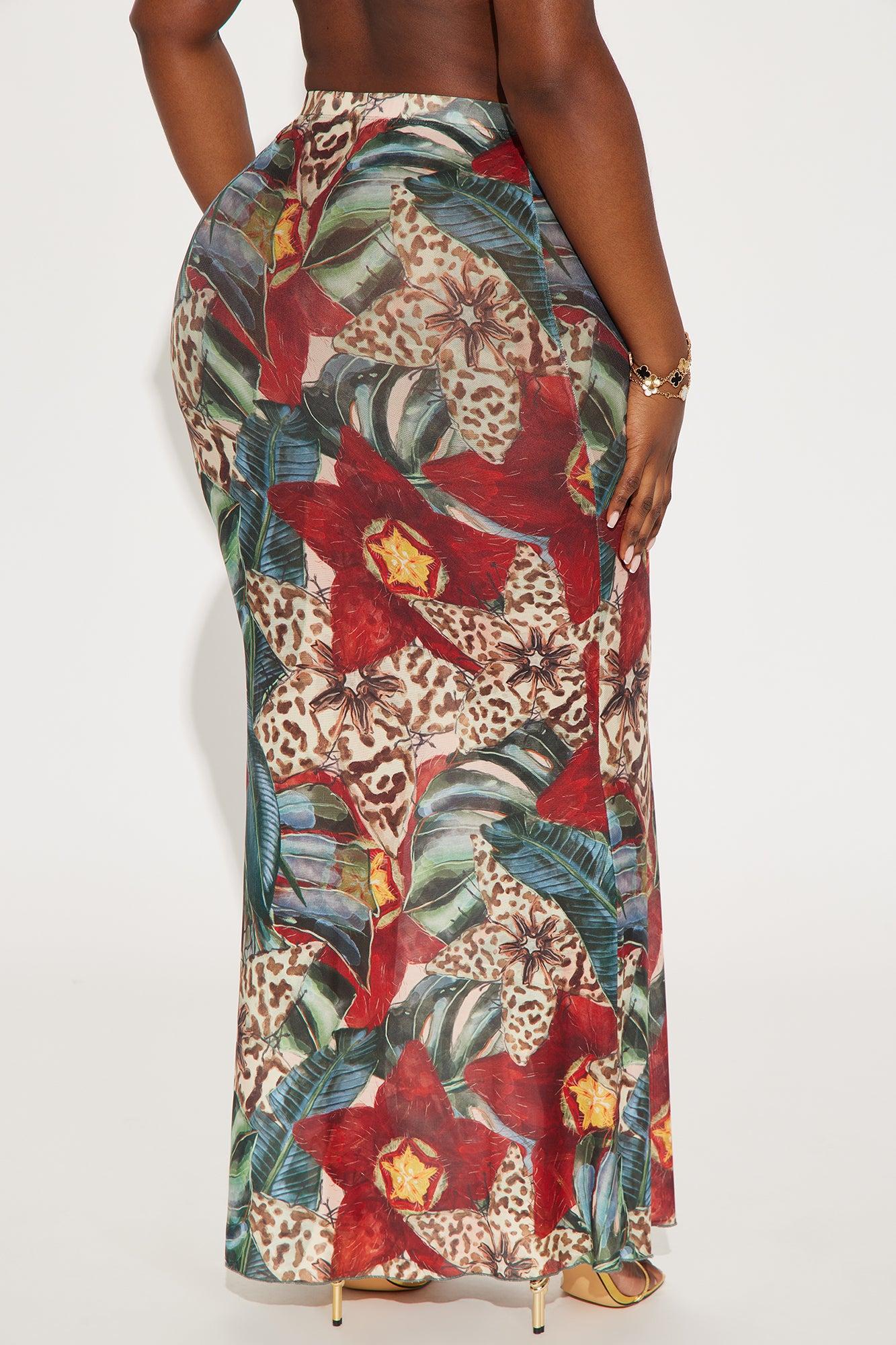 In Full Bloom Mesh Maxi Skirt - Brown/combo Product Image