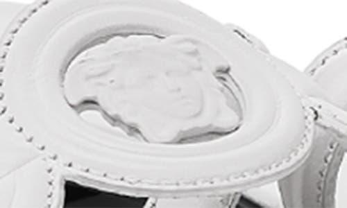 VERSACE Medusa Leather Flat Slide Sandals In White Product Image