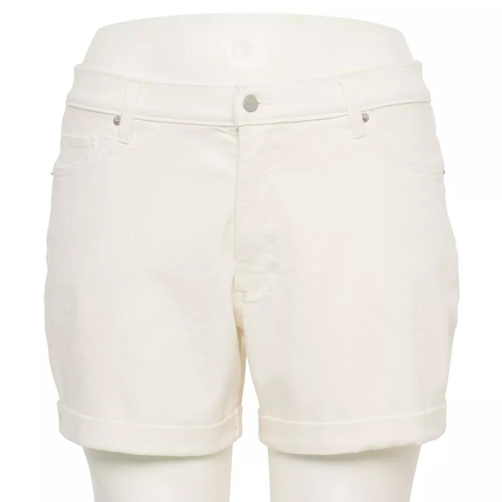 Plus Size Sonoma Goods For Life® Mid Rise Roll Cuff Denim Shorts, Women's, Size: 24 W, Vital White Product Image