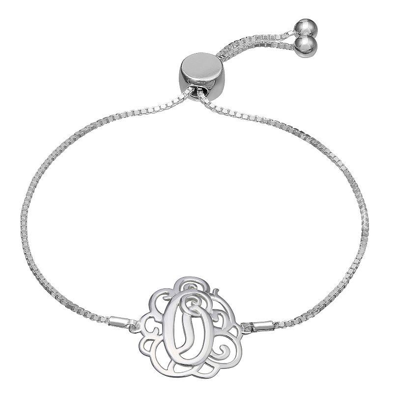 PRIMROSE Sterling Silver Monogram Initial Adjustable Bracelet, Women's, Sterling F Product Image
