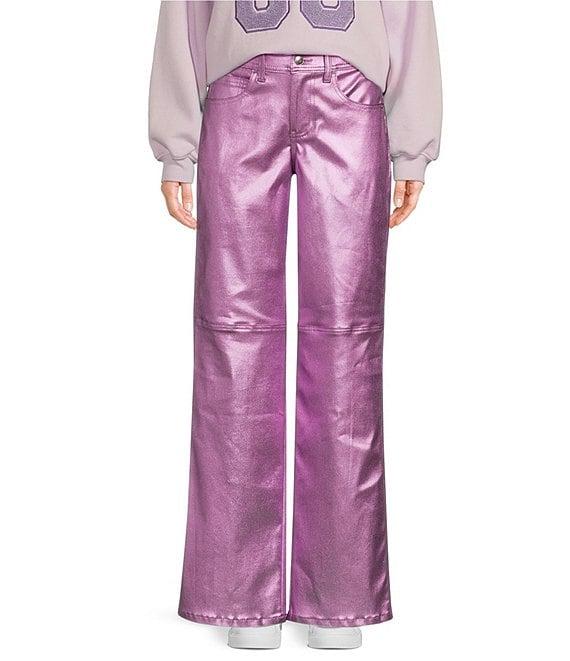 GB Shiny Coated Metallic Straight Leg Pants Product Image