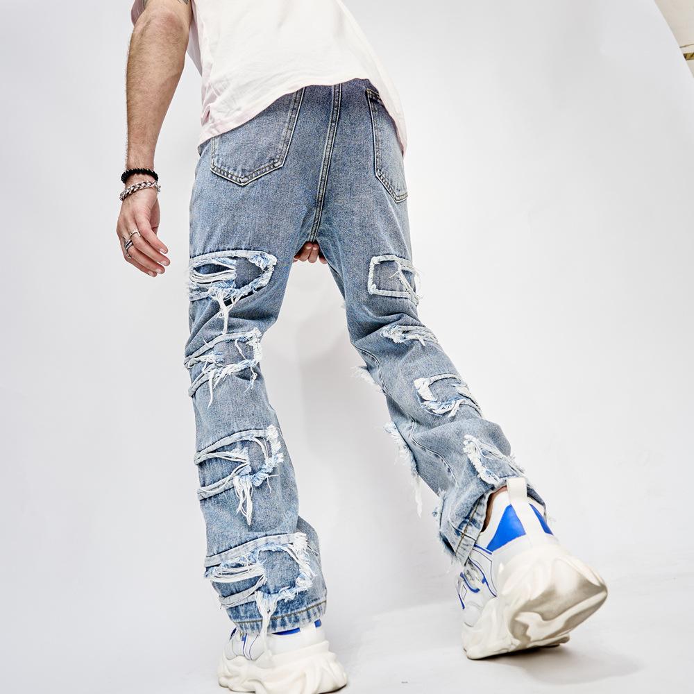 Sopula Men's Boyfriend Street Denim Raw Edge High Street Jeans Product Image