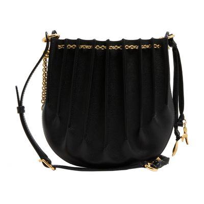 CHLOÉ Sea Treasures Embellished Pleated Leather Shoulder Bag In Black Product Image