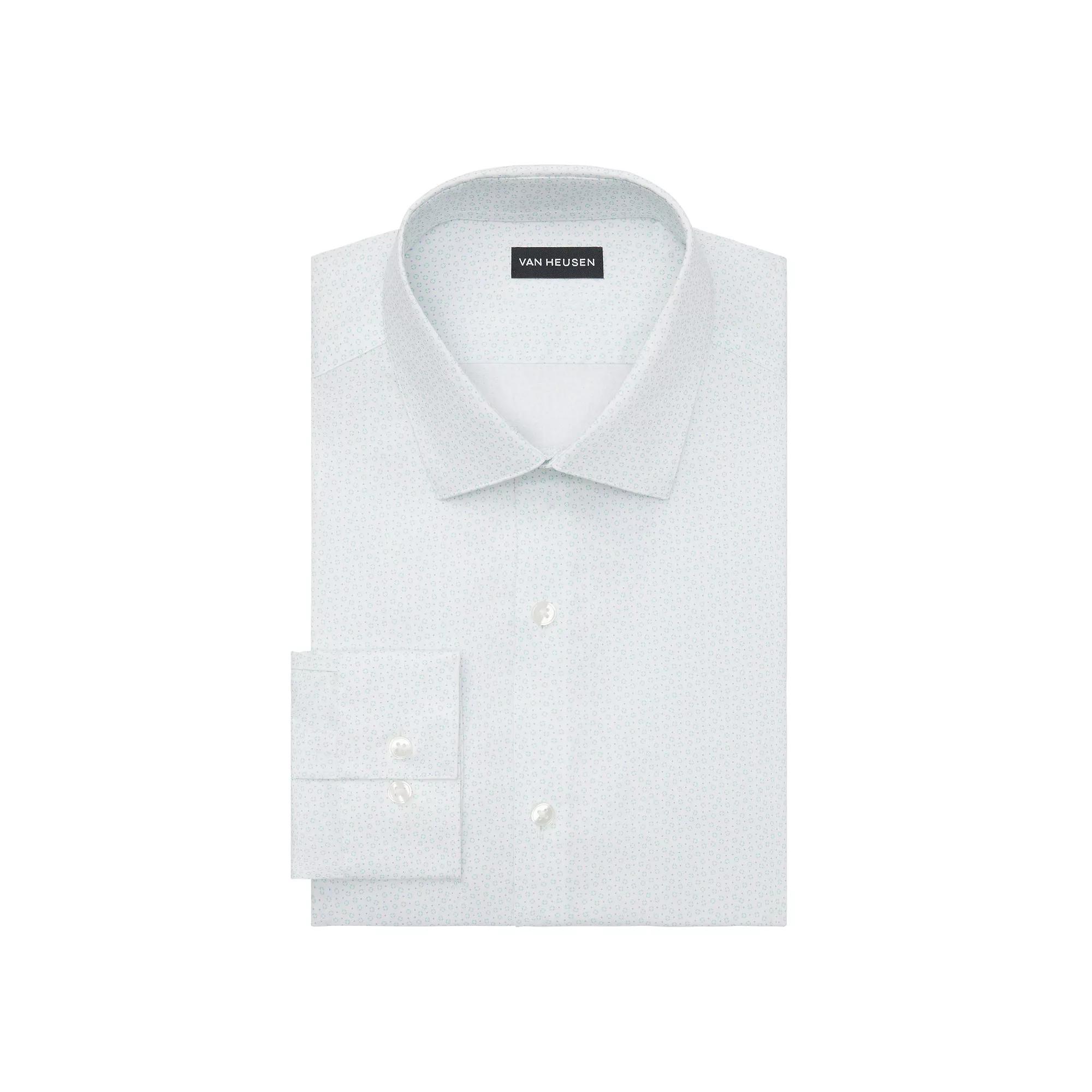 Men's Van Heusen Slim-Fit Ultra Wrinkle Free Dress Shirt, Size: Medium-34/35, Mint Blue Geo Product Image