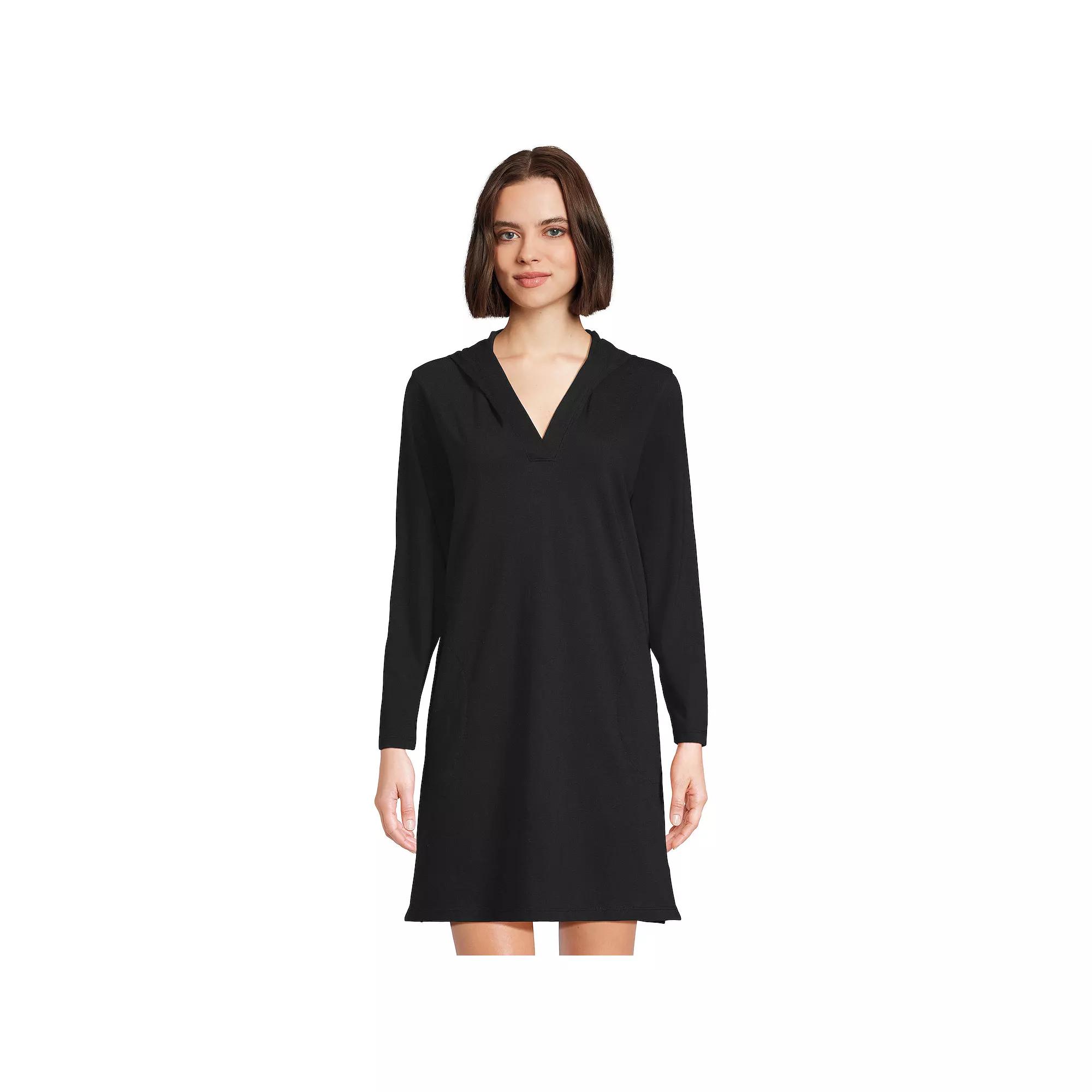 Women's Lands' End Cotton Jersey Hooded Cover-up Dress,  Product Image