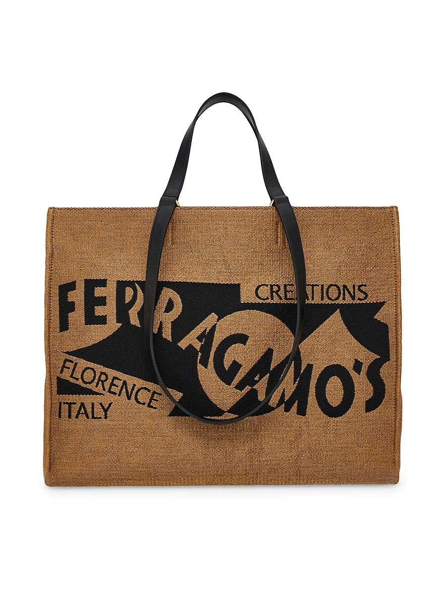F Signature Raffia Tote Bag Product Image