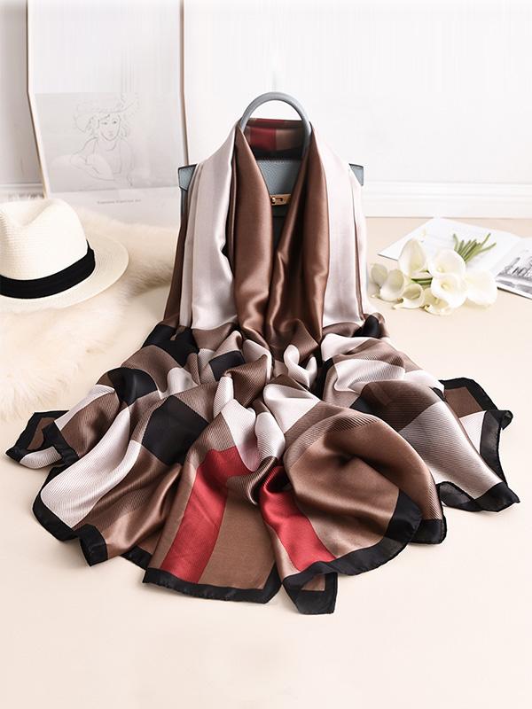 Chic Plaid Silk Imitation Shawl&Scarf Product Image