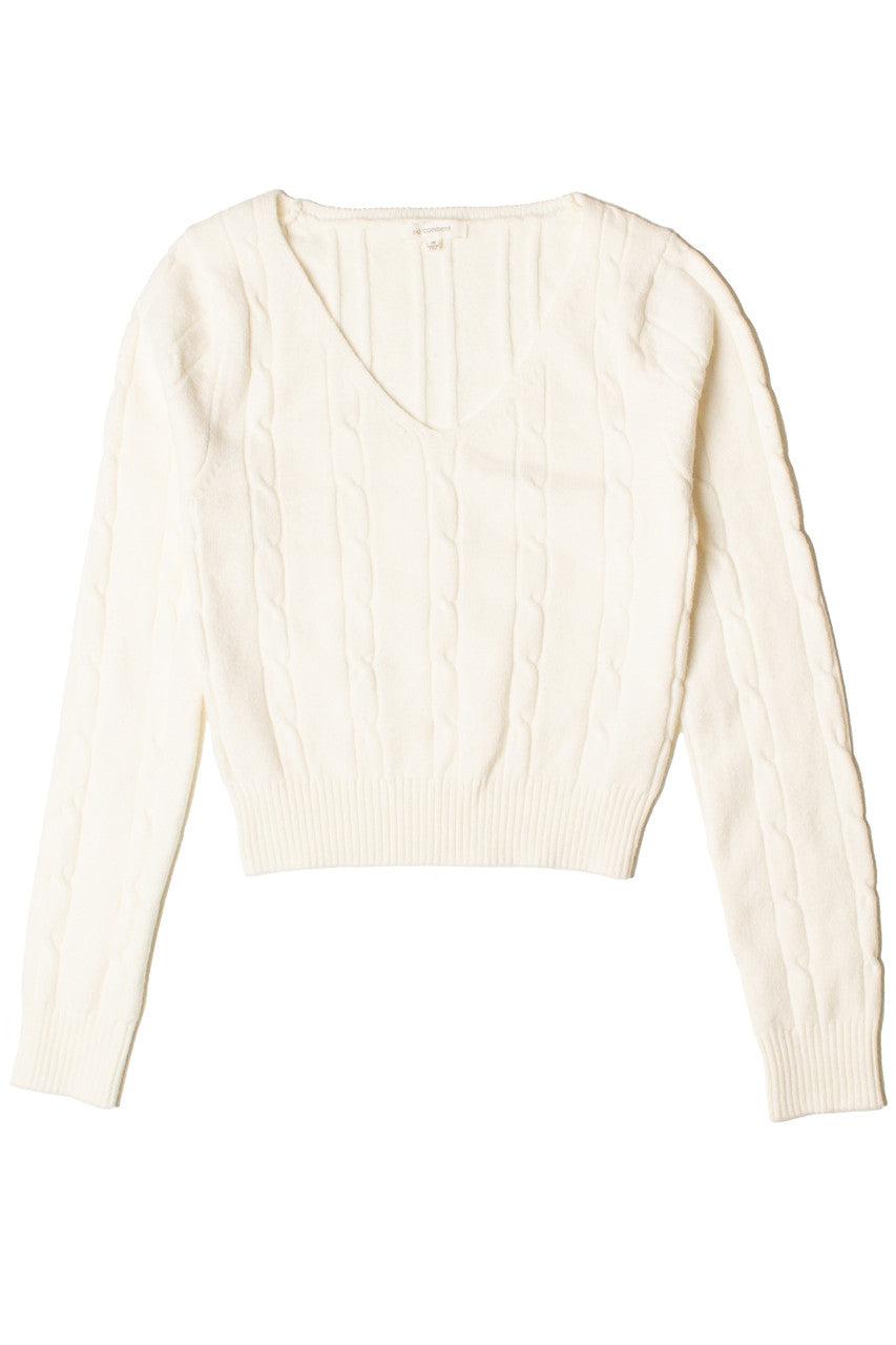 V Neck Cable Knit Pullover Sweater Product Image