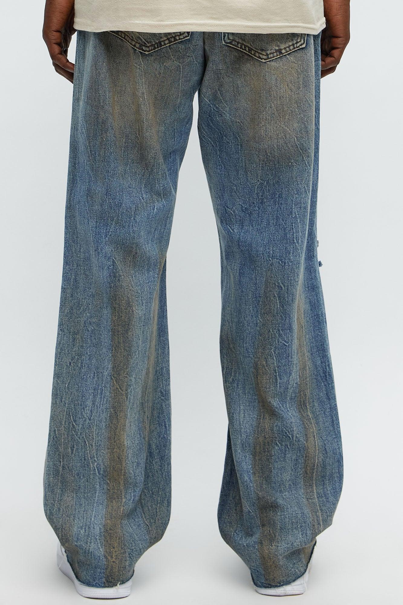 Straight Get Dirty With It Distressed Jeans - Medium Blue Wash Product Image