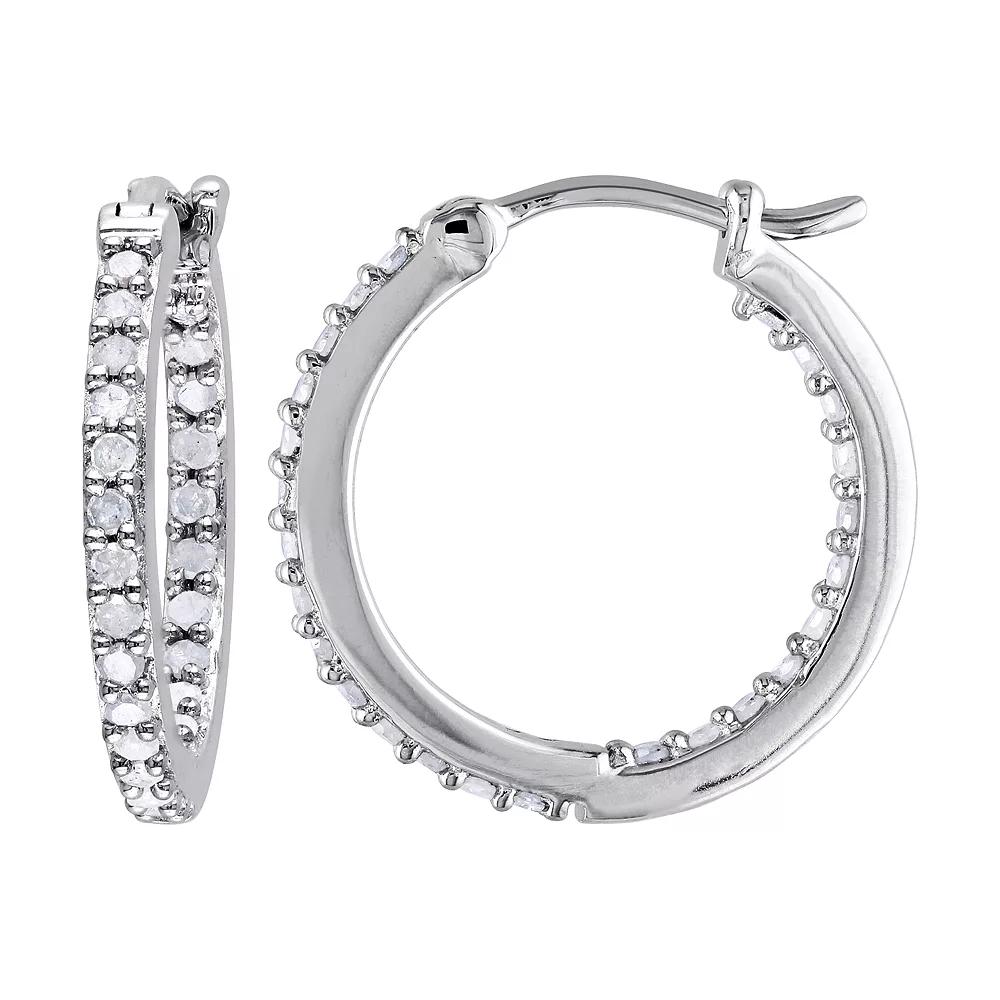 Stella Grace Sterling Silver 1/2 Carat T.W. Diamond Hoop Earrings, Women's Product Image