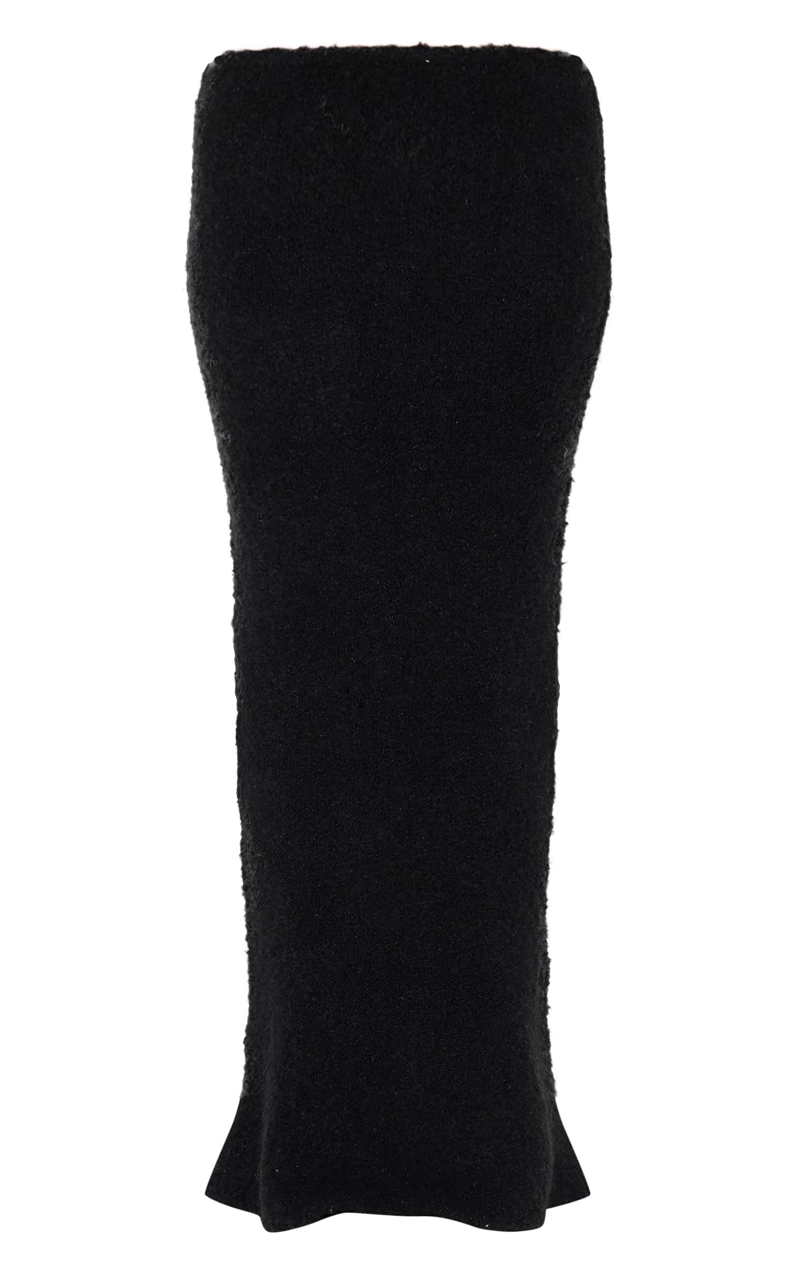 Black Stripe Textured Knit Maxi Skirt Product Image