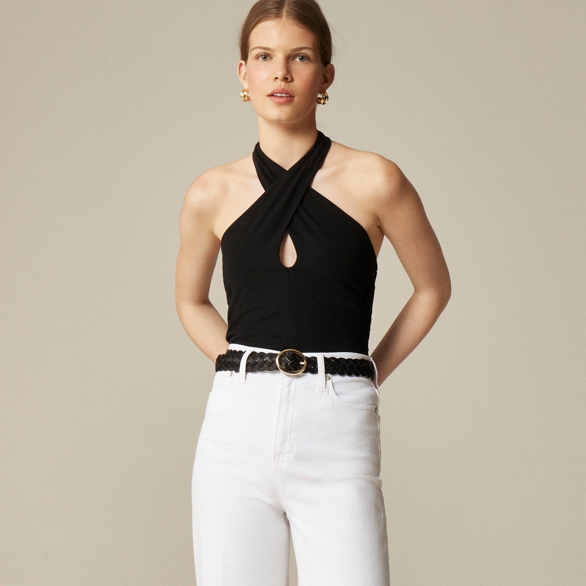 Stretch cotton halter top Product Image
