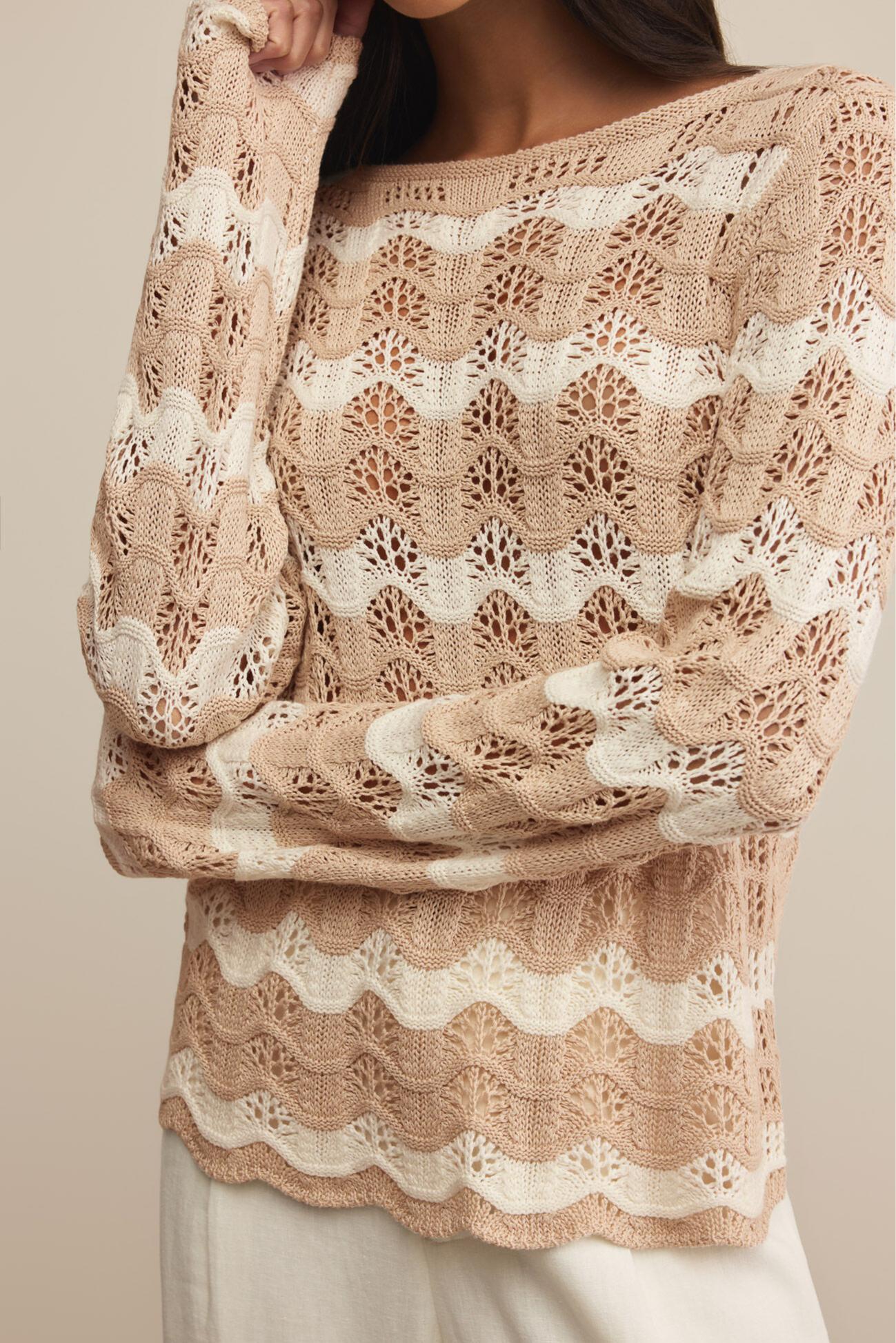 Azura Stripe Crochet Sweater Product Image