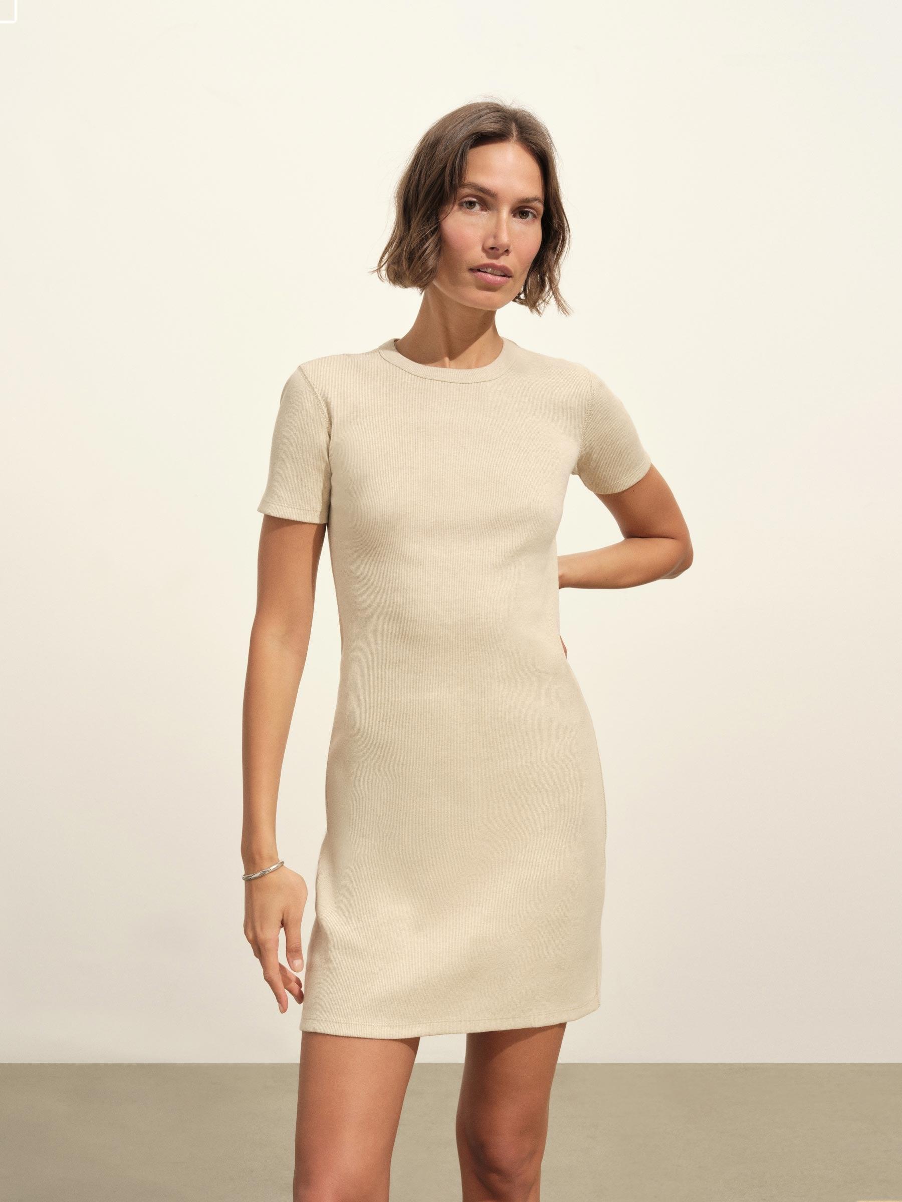 Marled Birchwood Surplus Rib Mini Tee Dress Product Image
