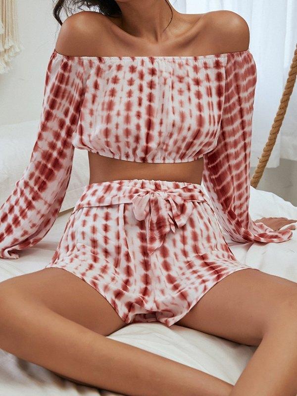 Tie Dye Off Shoulder Two-piece Outfit Product Image