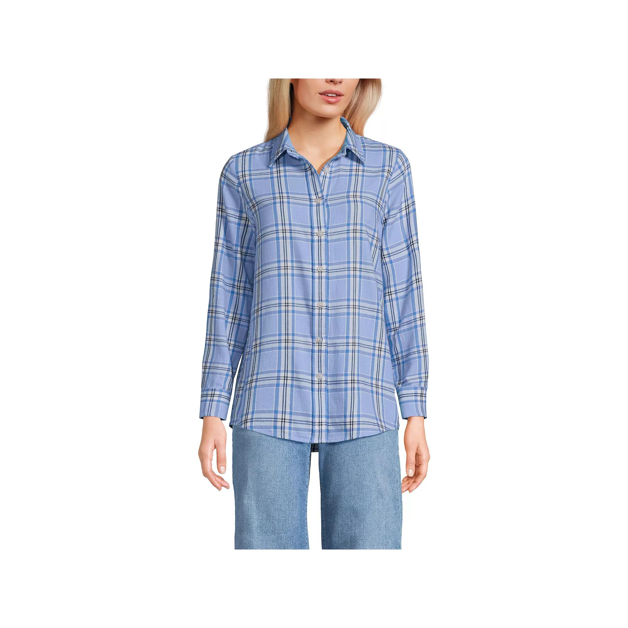 Women's Lands' End Flannel Boyfriend Shirt,  Product Image