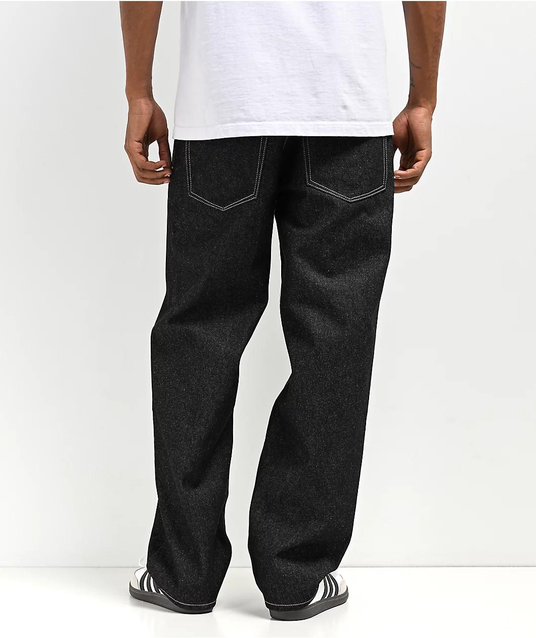 Empyre Raw Denim Black Loose Fit Skate Jeans Product Image