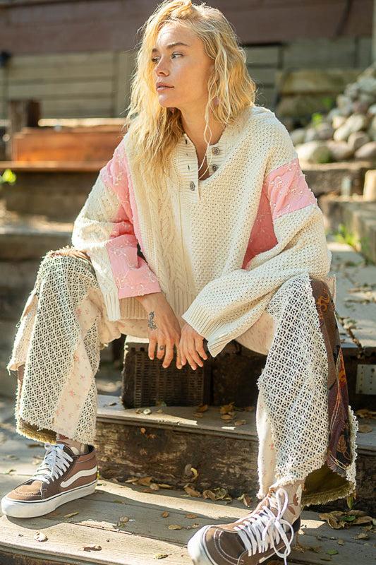 Pink Blossom Quilted Kit Sweater Product Image