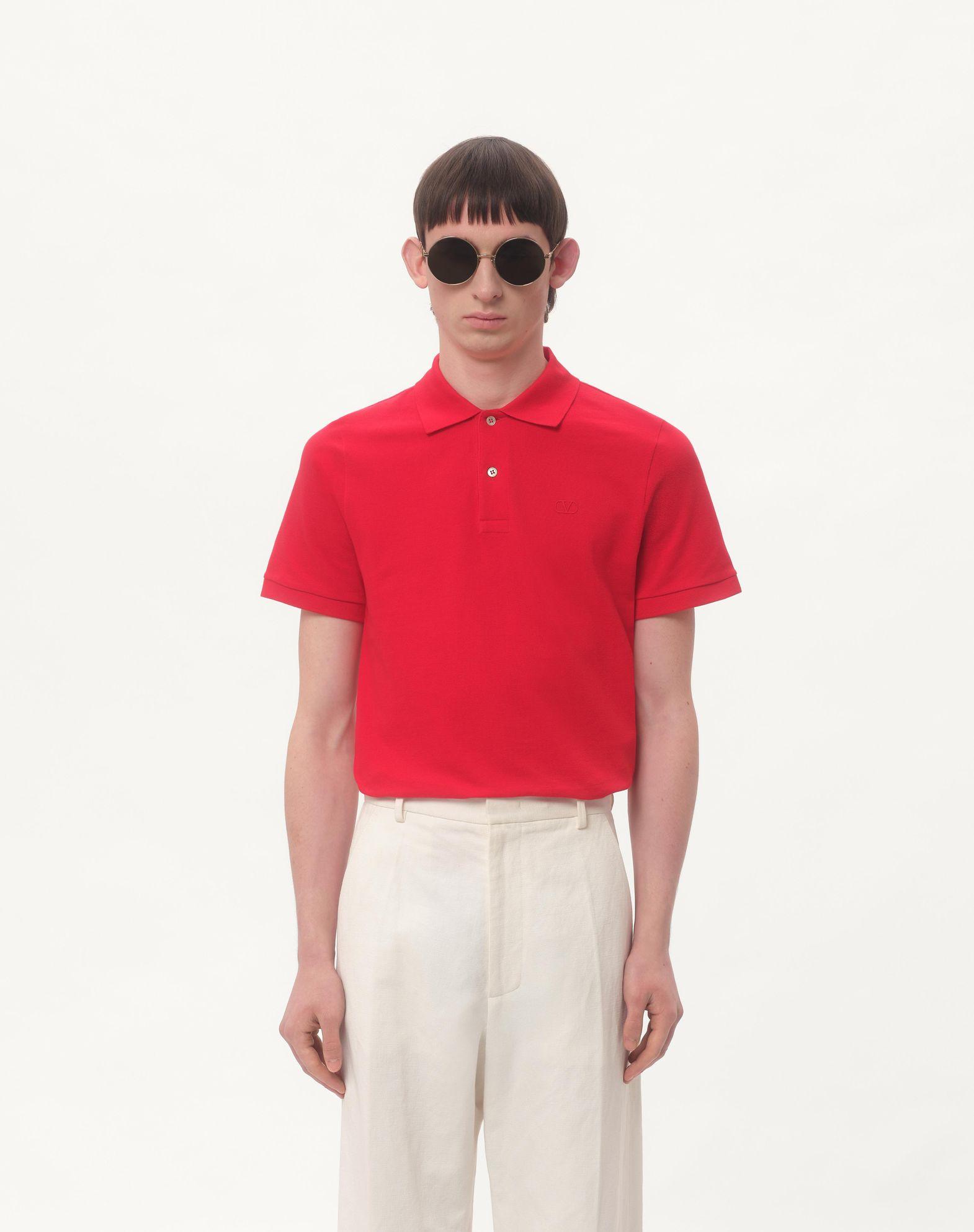 Cotton Piqué Polo Shirt With Vlogo Embroidery Product Image