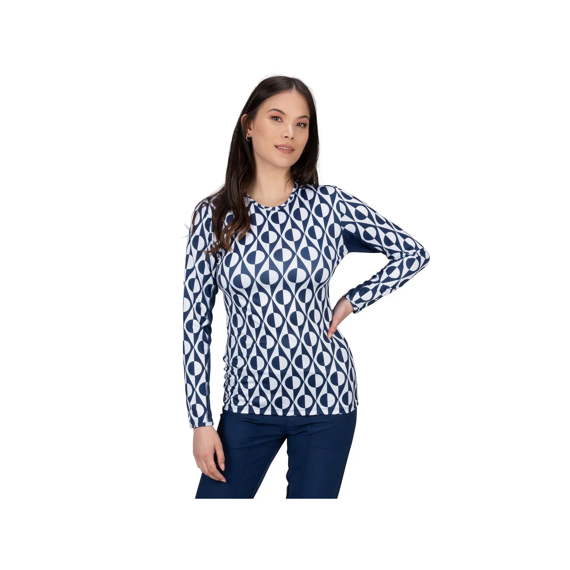 Women's Nancy Lopez Aspiration Long Sleeve Golf Tee, Size: XL, Navy White Deco Product Image