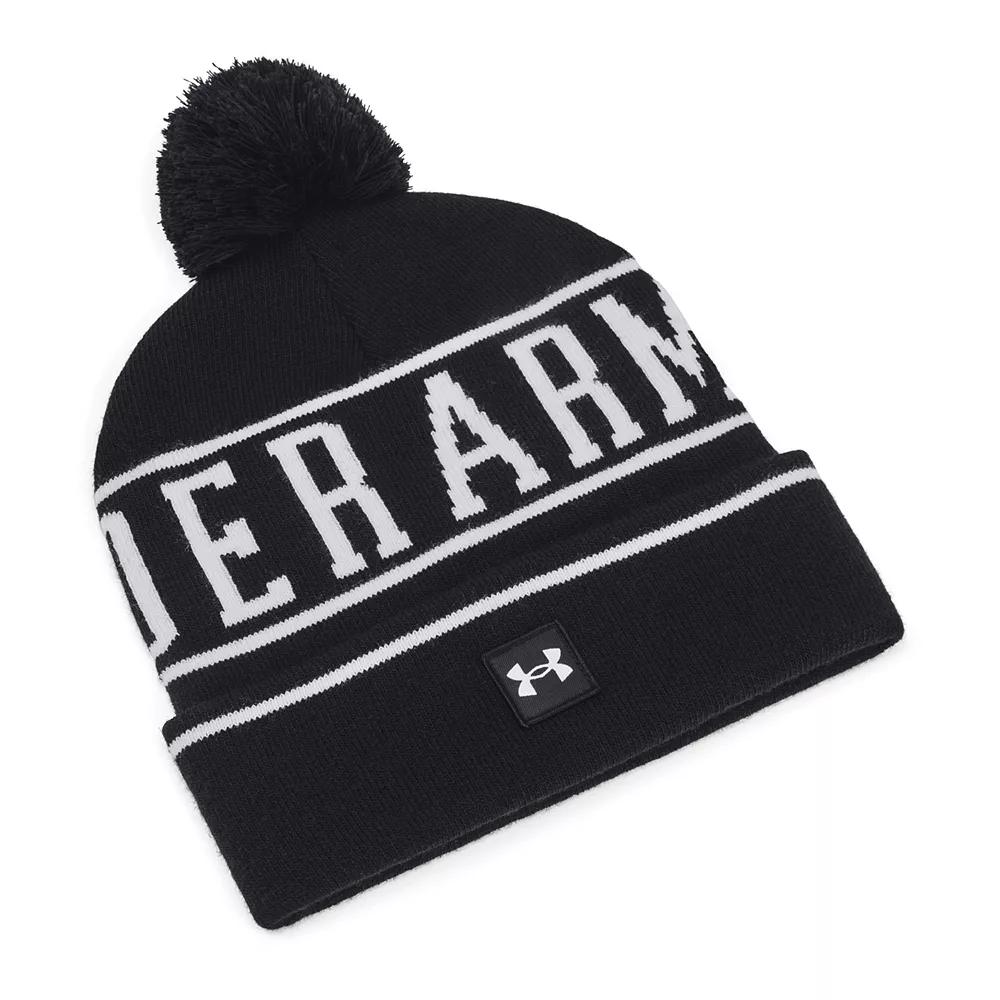 Men's Under Armour Halftime Pom Beanie, Black Product Image
