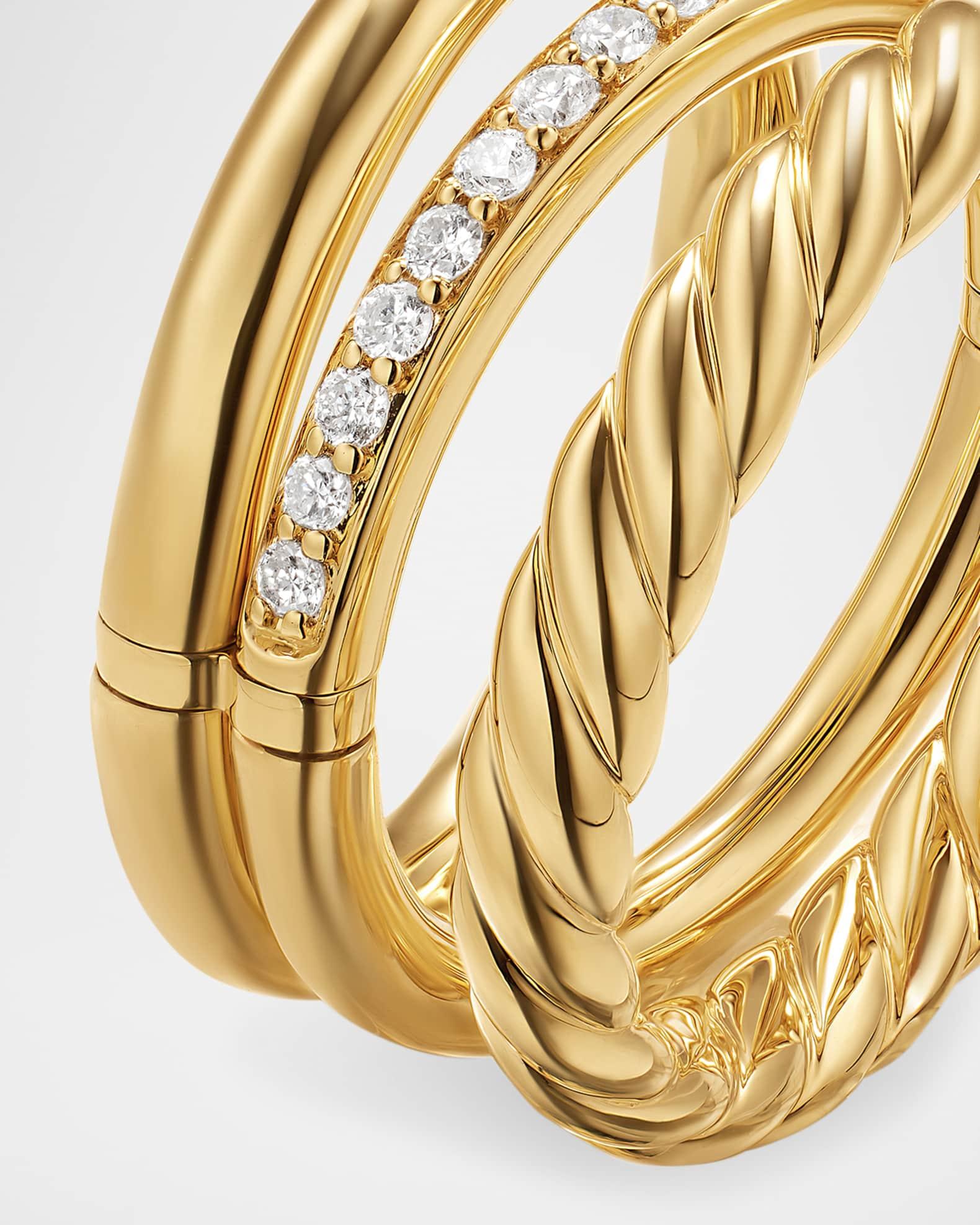 DY Mercer 3 Row Ring with Diamonds in 18K Gold, 9mm Product Image