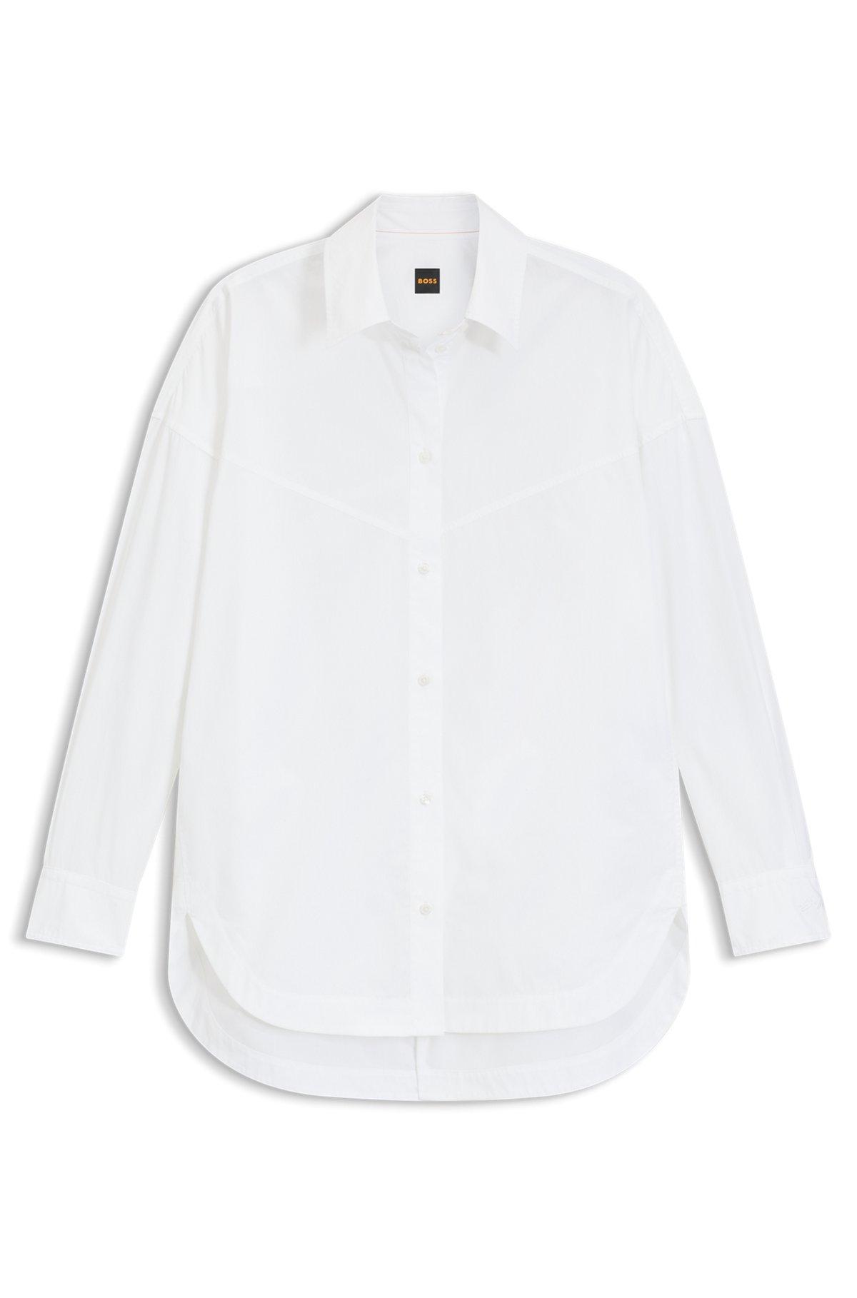 BOSS - Oversize-fit blouse in cotton poplin - White Product Image